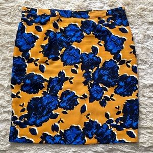 Who What Wear Blue Floral Midi/Pencil Skirt